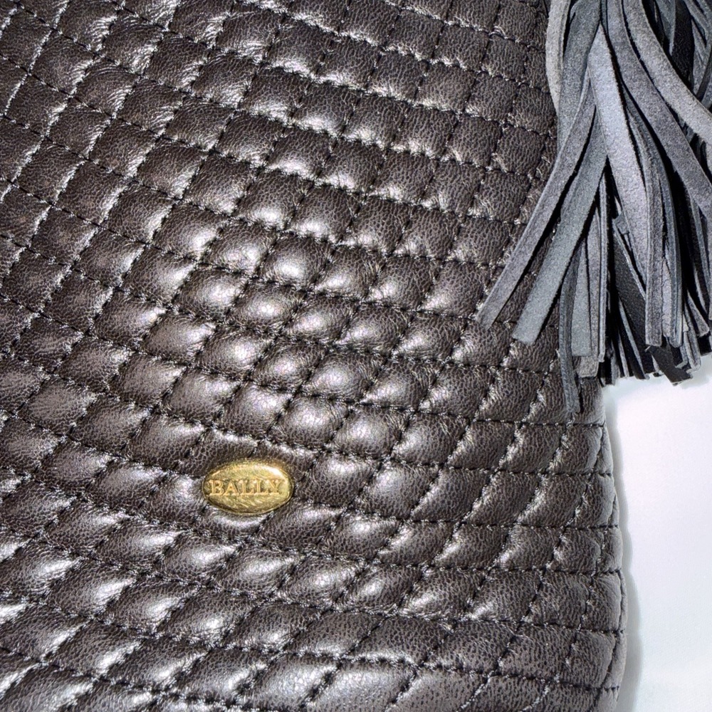 Bally Vintage Black Italian Leather Quilted Shoulder Bag Gold Chain Straps 1980s - Picture 2 of 15